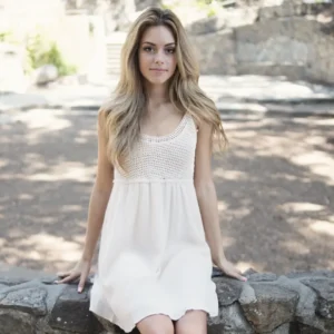 White Summer Drop Waist Dress