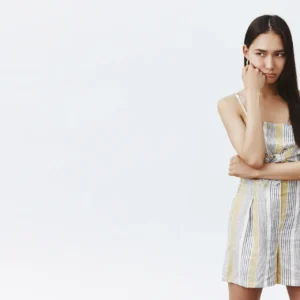 Sleeveless Stripe Printed Cotton Jumpsuit